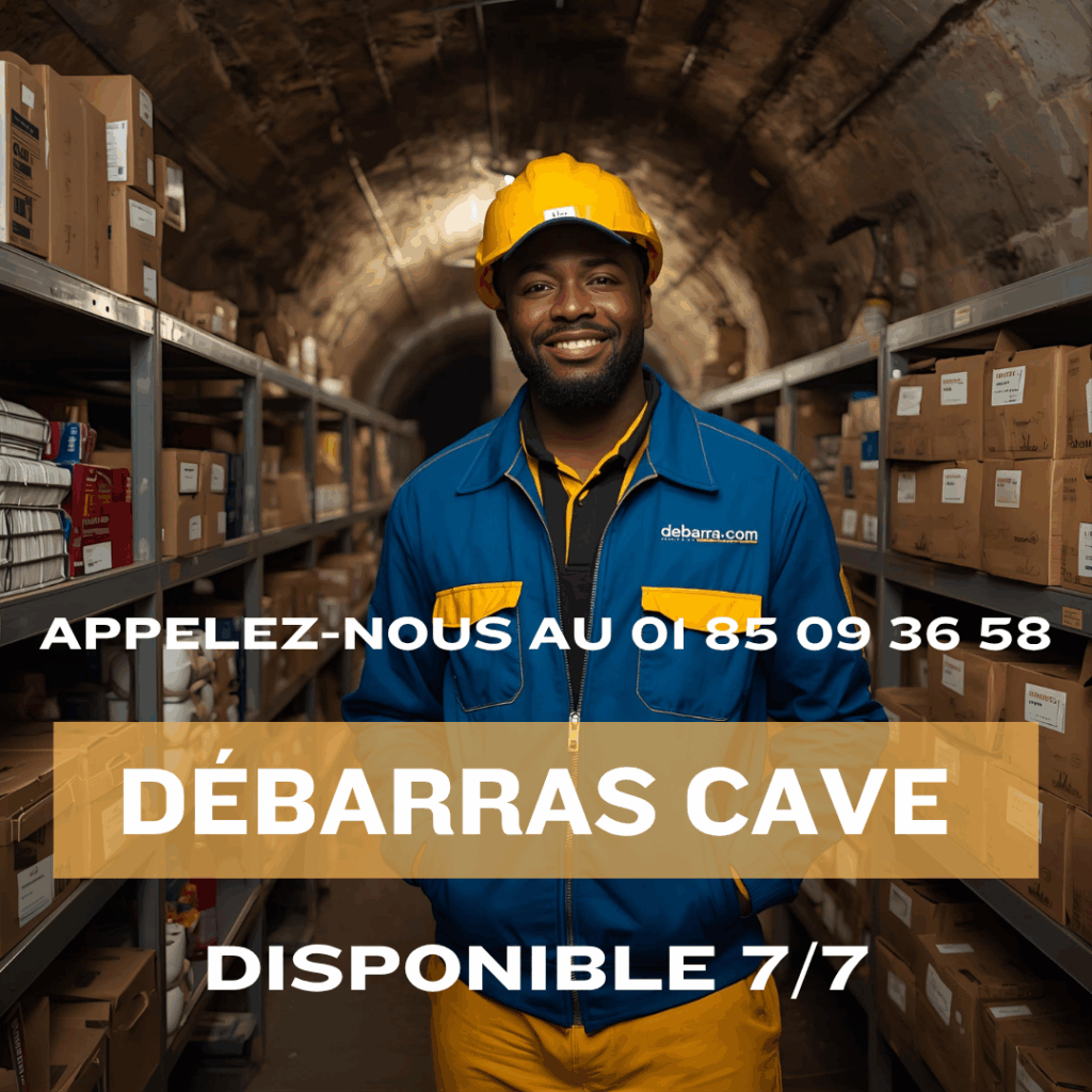 Évacuation sécurisée d'une cave encombrée par des professionnels