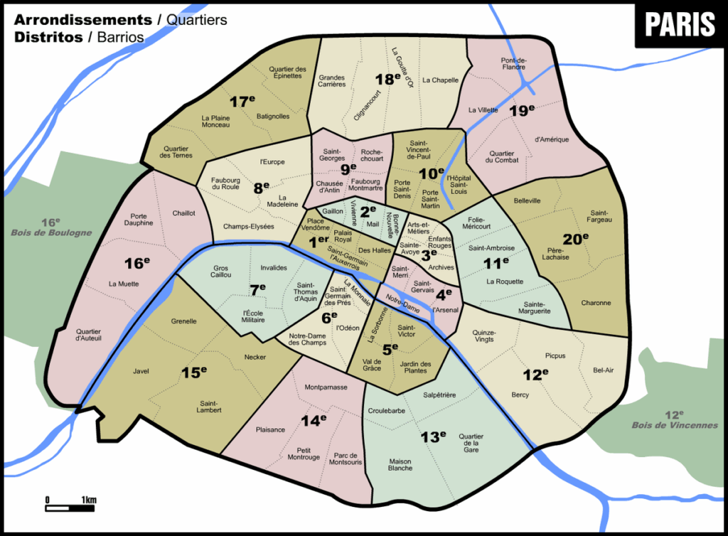 Carte des arrondissements parisiens avec impact sur les prix de débarras