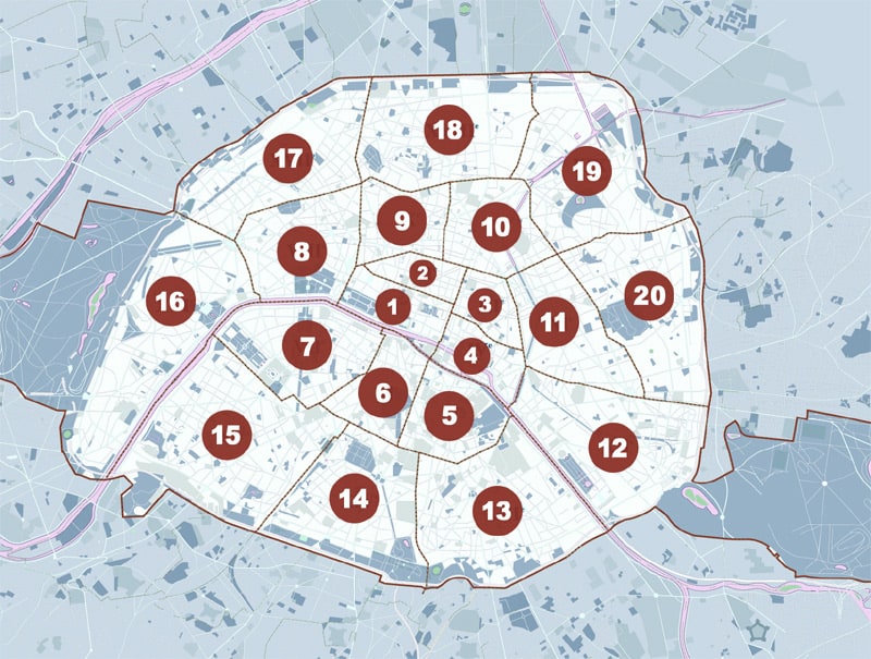 Couverture complète des 20 arrondissements de Paris